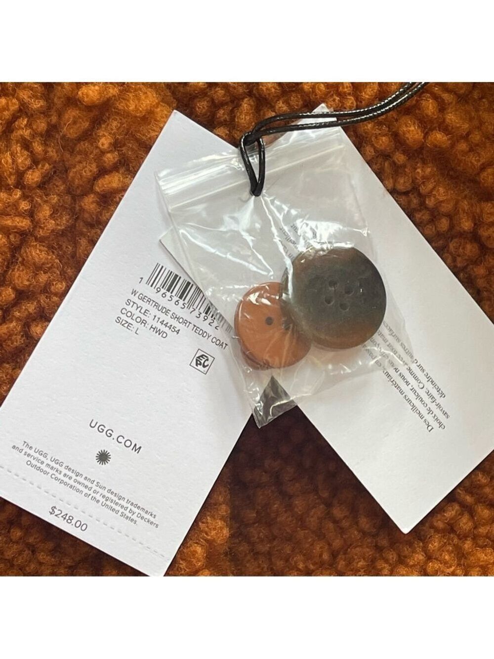 UGG Gertrude Short Teddy Coat in Chestnut Brown Sz Large Soft and cozy - Picture 10 of 13